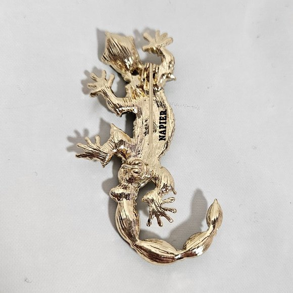 Napier Green Lizard Brooch Pin Costume Jewelry NEW - Picture 3 of 4